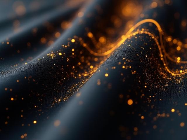 Close-up high-quality textile roll detail with digital data overlay